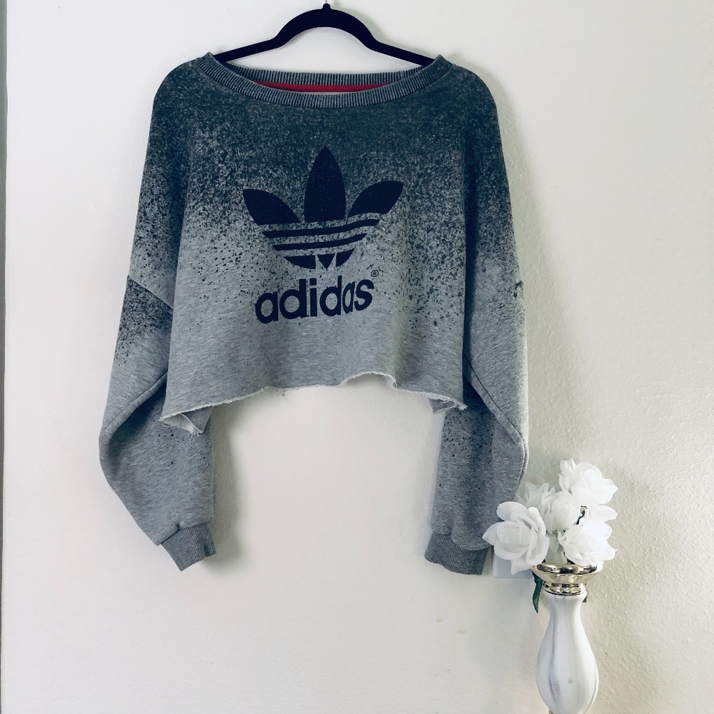Cropped Distressed Adidas Sweatshirt